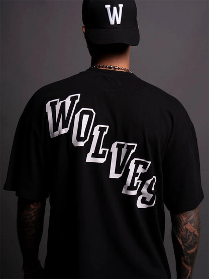 DARC Wolf Head 230G Combed Cotton round Neck Short Sleeve T-Shirt Men's Casual Top Shoulder-Down Tee Breathable Youth Fashion