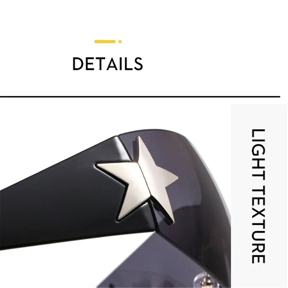 Rimless Punk Sunglasses Goggle Women Men Luxury Brand Wrap Around Sun Glasses Five Star Eyewear Sports One Piece Shades