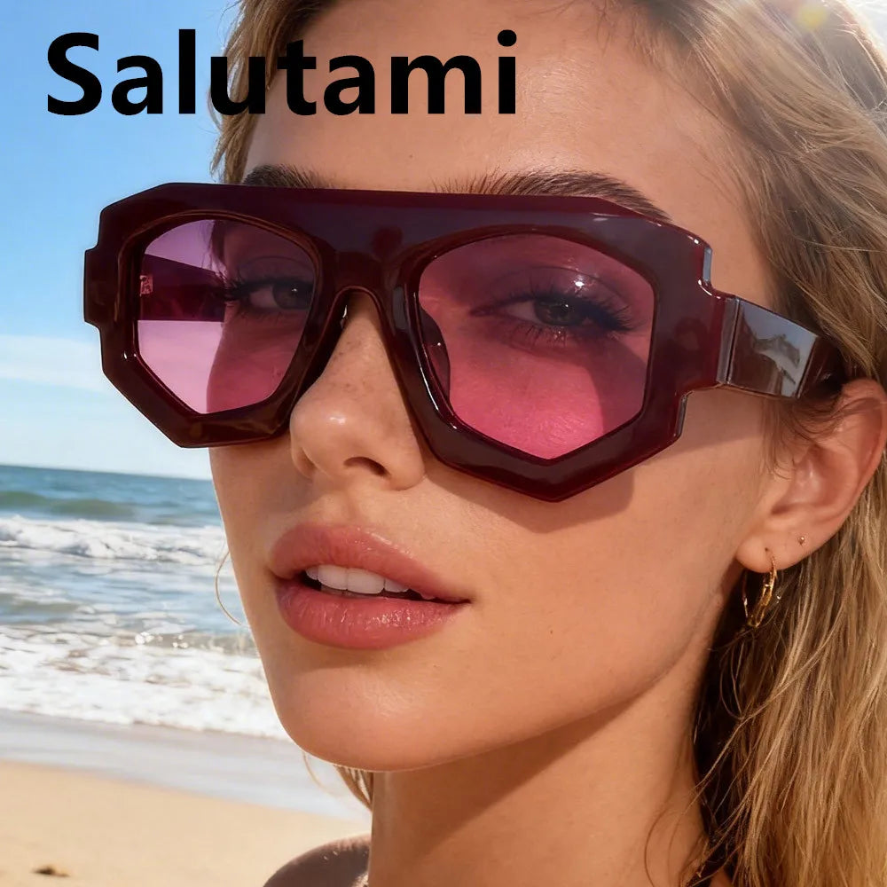 irregular square candy color sunglasses for women new fashion black yellow sun glasses