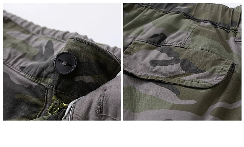 Men's Camo Cargo Shorts Outdoor Multi-Pocket Cotton Casual Shorts Summer Half Pants Breathable Shorts