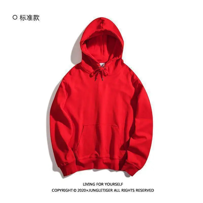 Oversize Hoodie Sweatshirt Pure Color Fleece Lined Couple Style High Quality Green Heavyweight Hooded Jacket for Men And Women