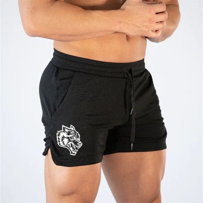 Wolf Logo Quick Dry Mesh Single Layer Running Gym Fitness Bodybuilding Training Shorts Men Jogging Sports Bottoms