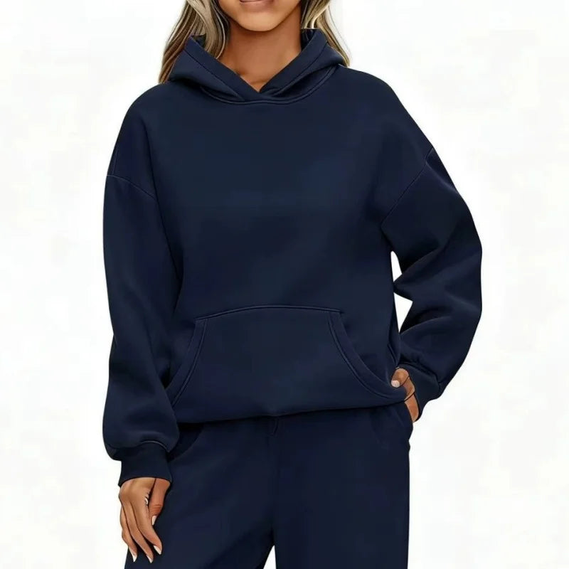 Casual Sports hoodie Sweatshirt Solid-color long-sleeve Women's Fashion Loose hoodie Women's tops pullover