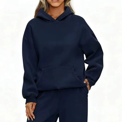 Casual Sports hoodie Sweatshirt Solid-color long-sleeve Women's Fashion Loose hoodie Women's tops pullover