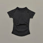 Histello Women Short Sleeve Sports T-Shirt Round Neck Breathable Stretchy Quick Dry Top Yoga Gym Running Fitness Activewear