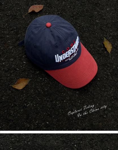 Street Color Blocked Duck Tongue Hat Looks Small, soft Top, wide Brim, deep Top, letter Baseball Cap for Men and Women