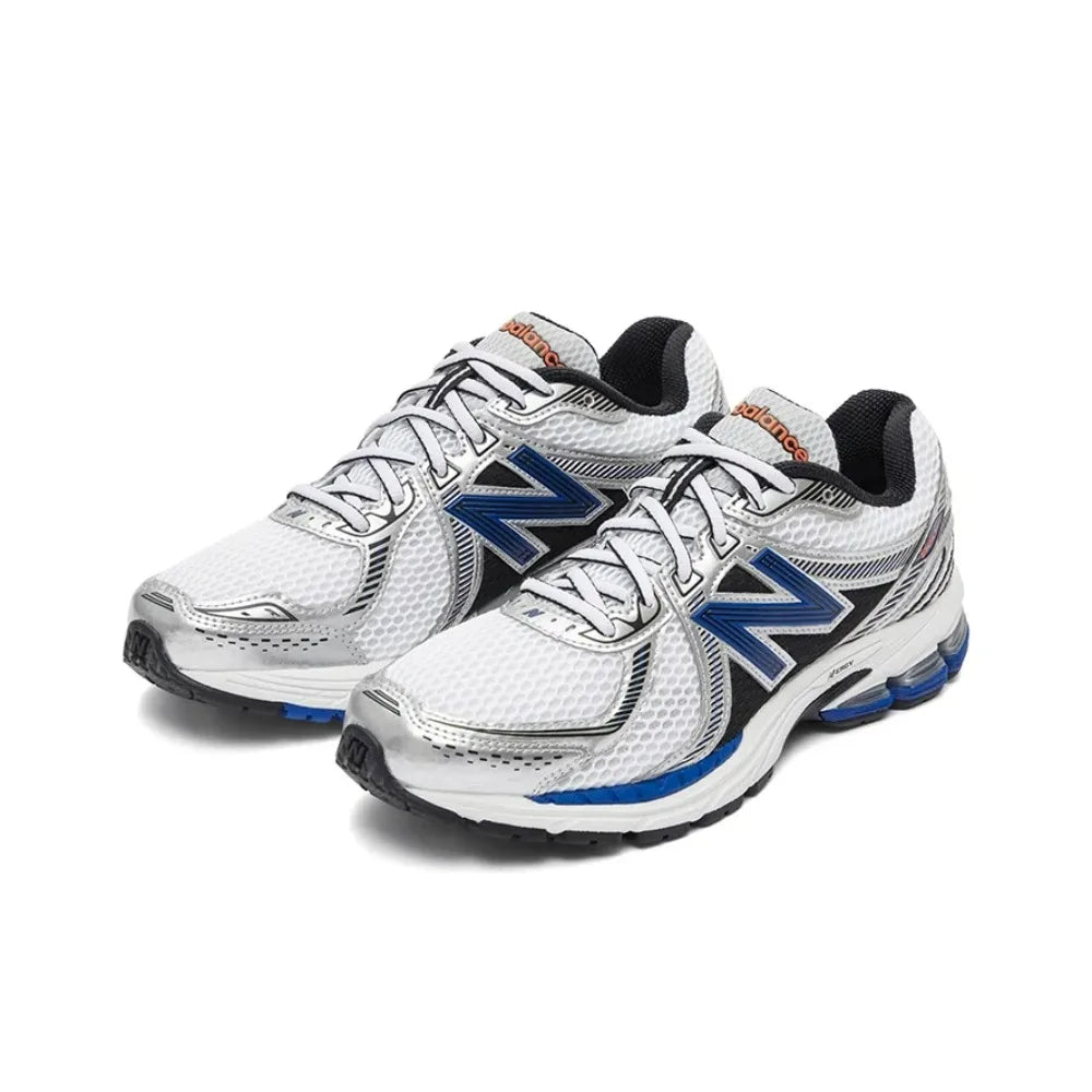 New Balance 860 v2 Unisex Lightweight Fit Anti-slip Wear-resistant Low-top Casual Running Shoes, Blue and White ML860XB