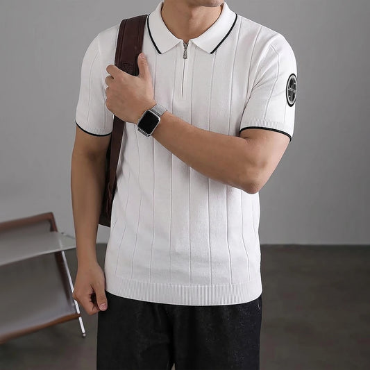Profashions Men's Polo New Summer Half Zipper Design Men's Short Polo