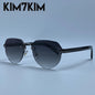Square Rimless Punk Sunglasses Men Designer Vintage Polygon Metal Sun Glasses Male Fashion Eyewear Pilot Shades