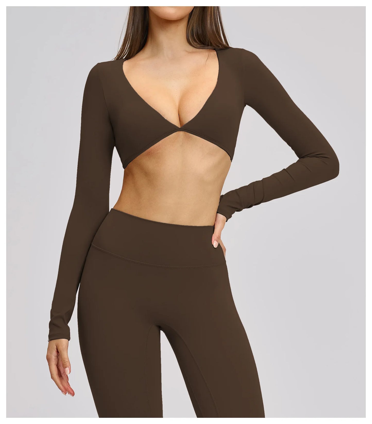Sports Yoga Long Sleeve V T-shirt Sportswear Woman Gym Women's Female Clothing Slim Fit Sportswear Workout Clothes Fitness Wear