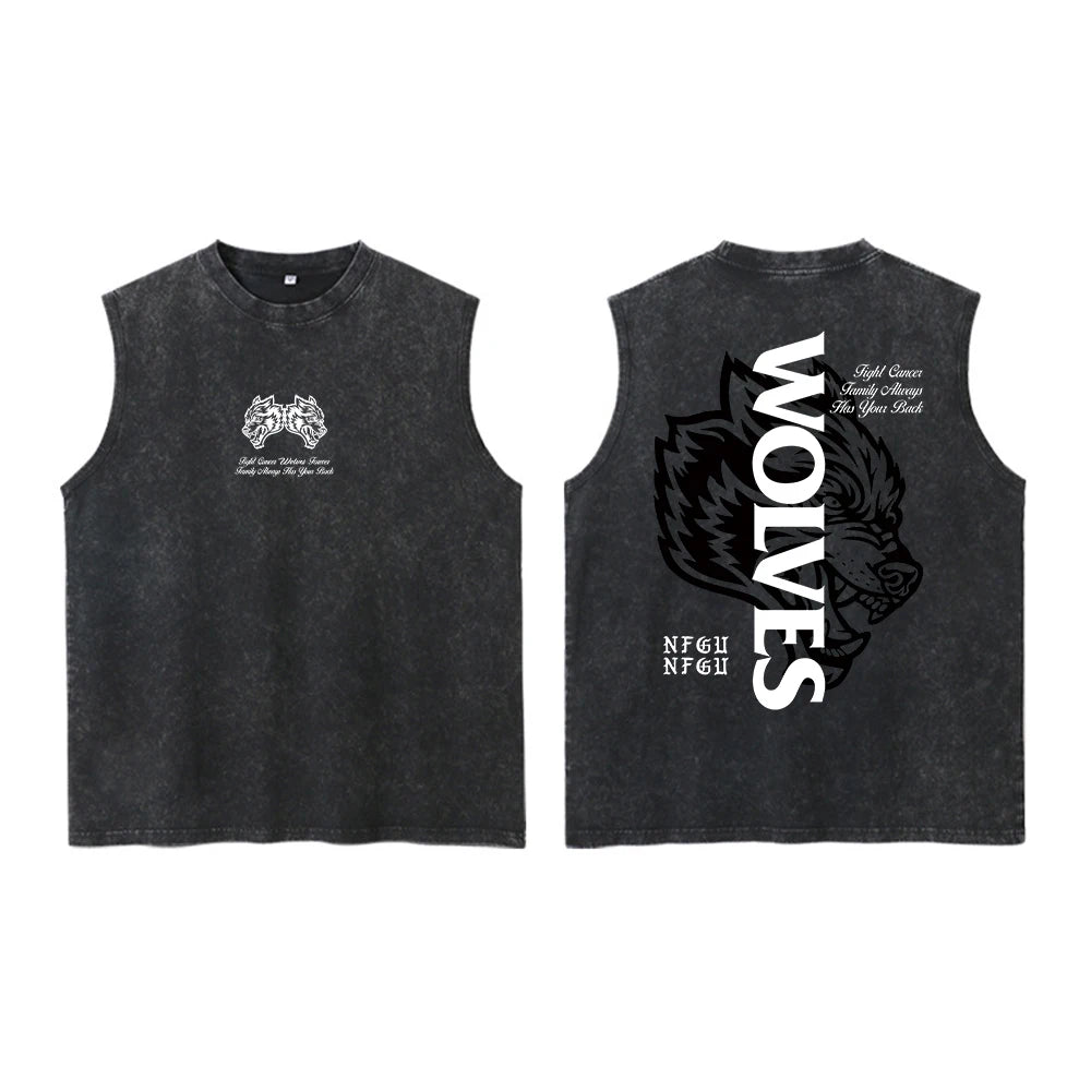 Darc Wolves Sport Vintage Washed Vest Tees Gym Bodybuilding Fitness Sleeveless T Shirts Basketball Workout Darcs Tank Tops