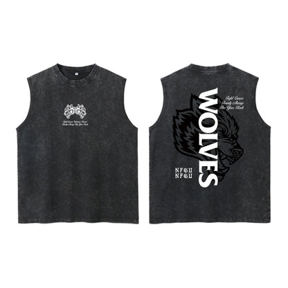 Darc Wolves Sport Vintage Washed Vest Tees Gym Bodybuilding Fitness Sleeveless T Shirts Basketball Workout Darcs Tank Tops