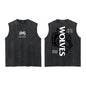 Darc Wolves Sport Vintage Washed Vest Tees Gym Bodybuilding Fitness Sleeveless T Shirts Basketball Workout Darcs Tank Tops