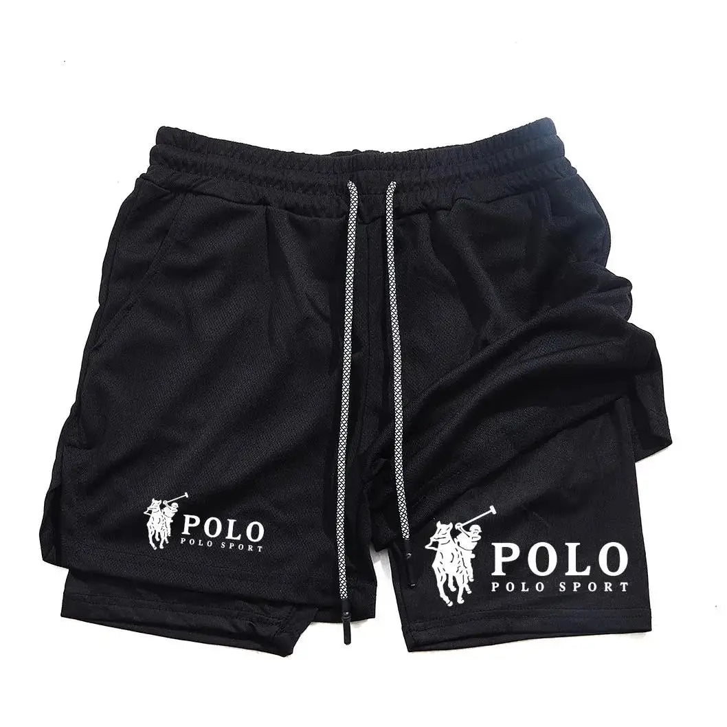 Quick Dry Beach Shorts Printed Double Layer 2-in-1 Fitness Training Sports Boardshorts