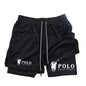 Quick Dry Beach Shorts Printed Double Layer 2-in-1 Fitness Training Sports Boardshorts