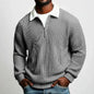 New Style Solid Color Waffle-Knit Long-Sleeve Sweatshirt for Men - Half-Zip Athletic Top (Spring & Autumn Collection)