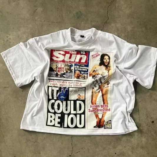 Vintage Sued By Polo Graphic Cotton T-shirt Cropped Tees Unisex Men's and Women's T-shirt Harajuku T Shirt Casual Tee Tops