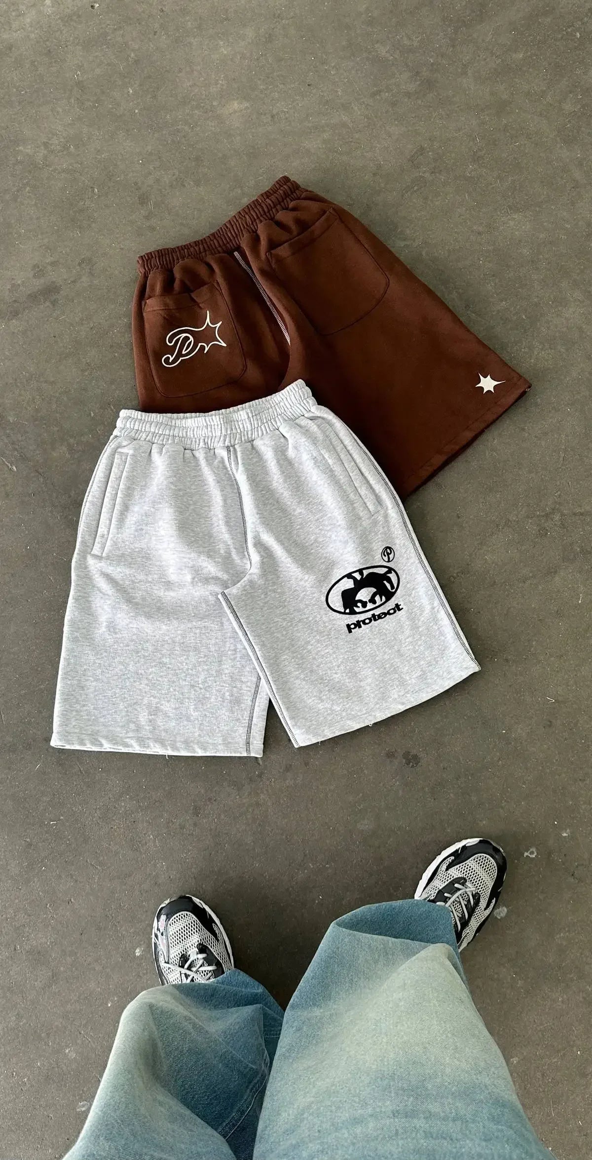 Grey Cotton Y2K Hiphop Streetwear Shorts European Street Style Trendy Baggy Casual Cargo Urban Casual Wear Fashion
