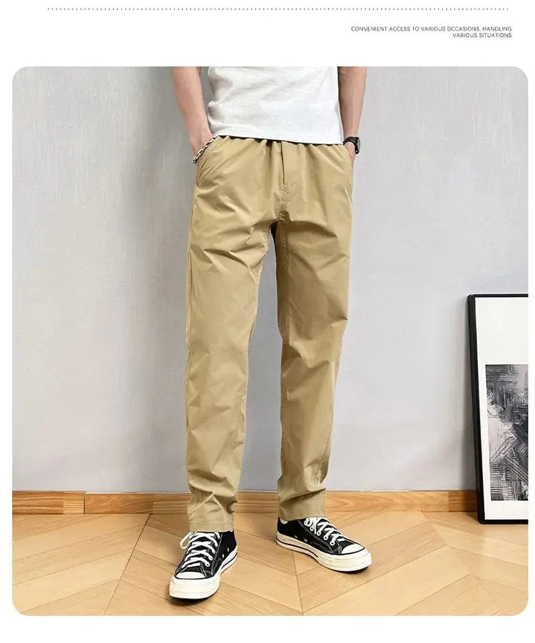 Summer Thin Cargo Pants Men Casual Tapered Trousers with Zipper Pockets Quick Dry Streetwear Pants for Outdoor Daily Wear S-3XL