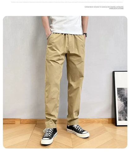 Summer Thin Cargo Pants Men Casual Tapered Trousers with Zipper Pockets Quick Dry Streetwear Pants for Outdoor Daily Wear S-3XL
