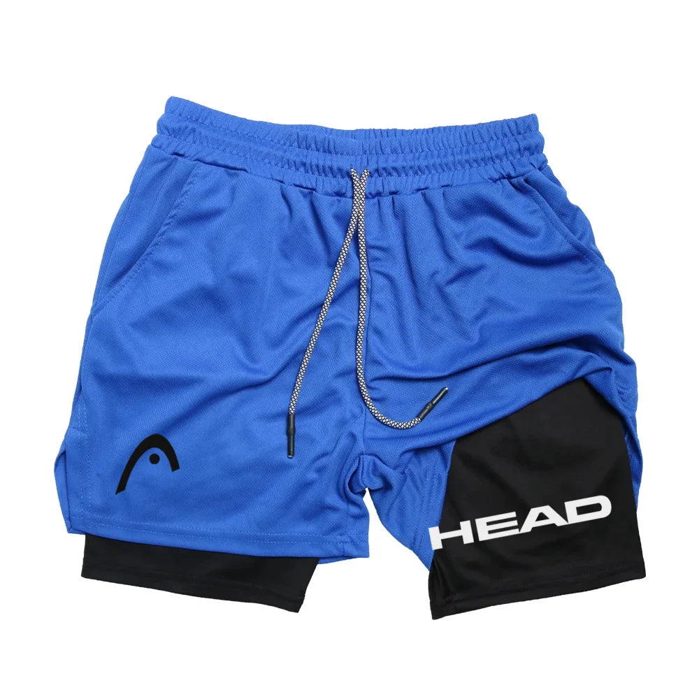 Anime Berserk Head Running Shorts Fitness Gym Training 2 in 1 Sports Quick Dry Workout Jogging Double Deck Summer