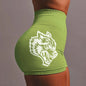 Wolf head three-piece pants high-elastic seamless high-waisted shorts