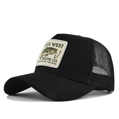 Man hat High Quality Fishing Cartoon Snapback Baseball Cap Hip Hop Dad Mesh Hat Trucker Hat Outdoor Sports Cycling Travel SunHat