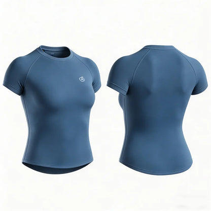 Women Bum Shaping Tee Seamless Short Sleeve Tops Gym Workout Running T-Shirts Fitness Activewear Athletic Shirts
