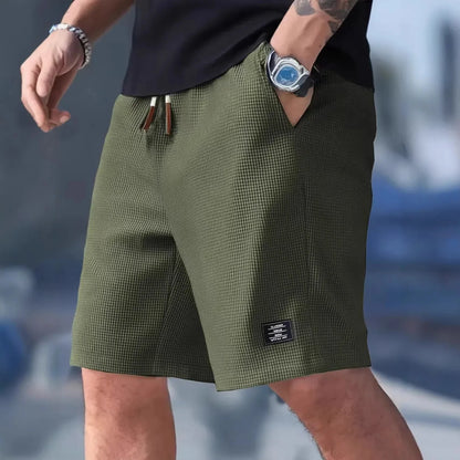 Summer Men's Waffle Texture Casual Sports Beach Shorts Quick Dry Trendy Versatile Bermuda Shorts Streetwear Lightweight