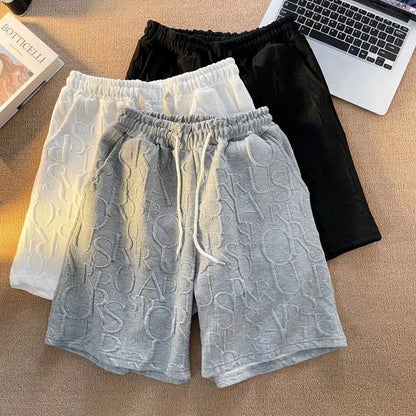 Brand Premium Waffle Casual Shorts Sport Loose Wide leg Running Shorts Letter Beach Baggy Board Cargo Shorts