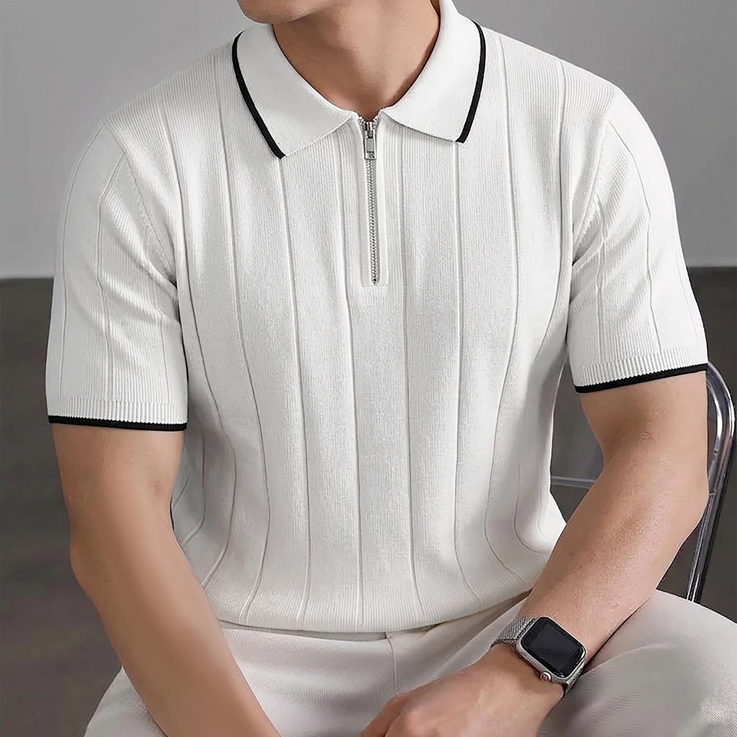 Profashions Men's Polo New Summer Half Zipper Design Men's Short Polo
