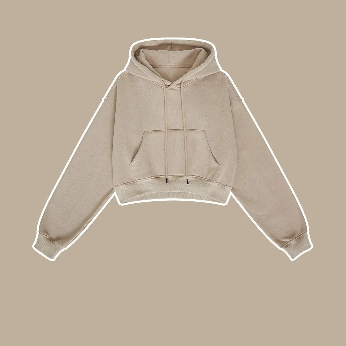 Profashion  Loose Hoodies Women Autumn Winter Long Sleeve Crop Top Streetwear Solid Drawstring Hooded Shirt Casual Female Sweatshirt