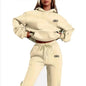 High Quality Women Monochrome Hooded Hoodie Set Casual Two-Piece Set New Fashion Hot sweatpants tracksuit