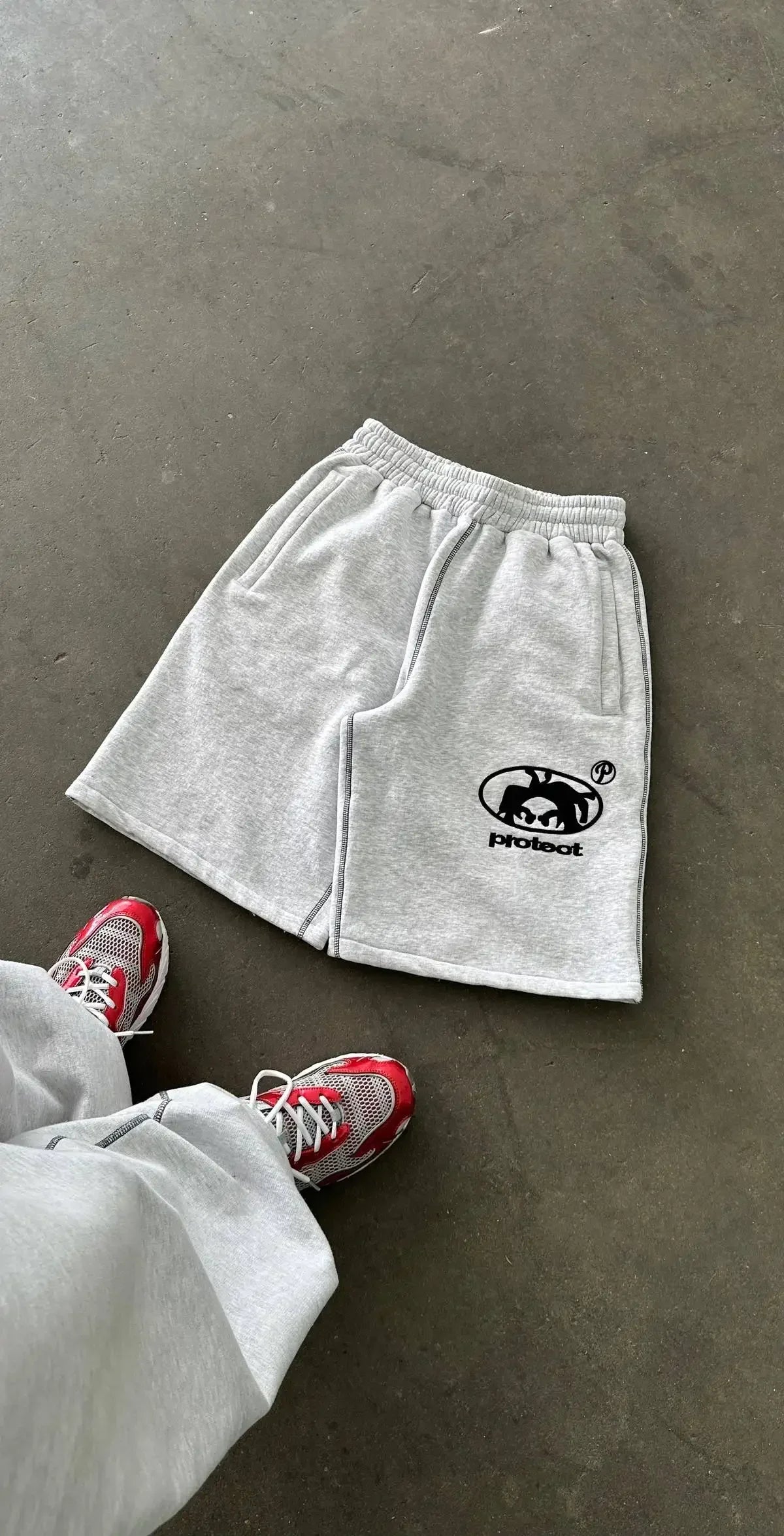 Grey Cotton Y2K Hiphop Streetwear Shorts European Street Style Trendy Baggy Casual Cargo Urban Casual Wear Fashion