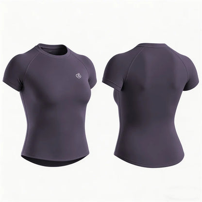 Women Bum Shaping Tee Seamless Short Sleeve Tops Gym Workout Running T-Shirts Fitness Activewear Athletic Shirts
