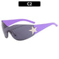 Rimless Punk Sunglasses Goggle Women Men Luxury Brand Wrap Around Sun Glasses Five Star Eyewear Sports One Piece Shades