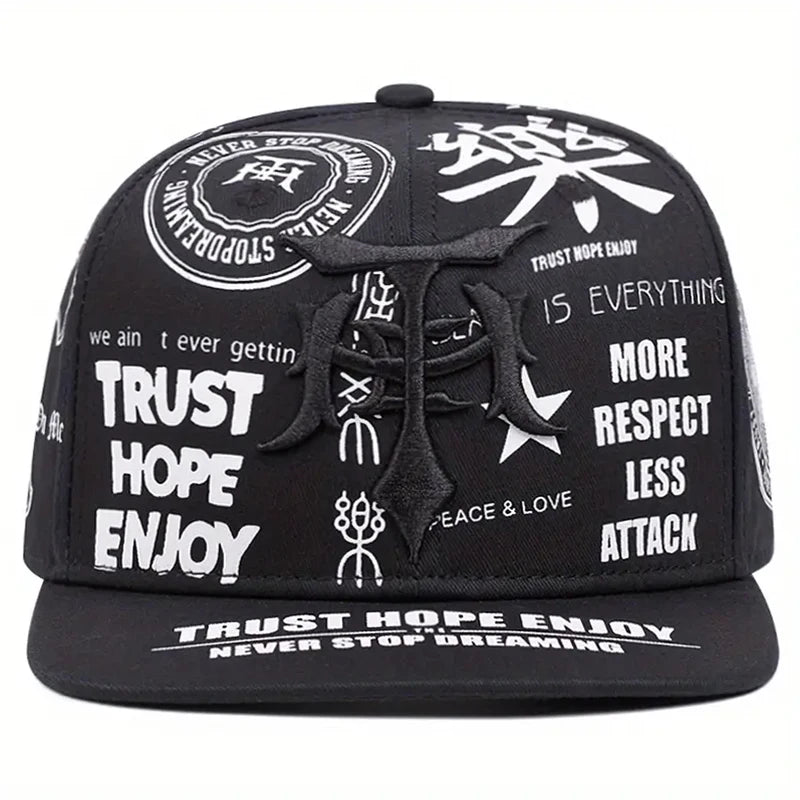 Fashionable Creative Baseball Hat T Graffiti Embroidery Street Hip Hop Hat Daily Casual Wear Sunshade Hat Flat Edge Hat