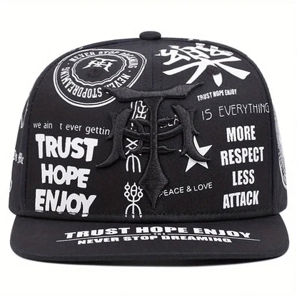 Fashionable Creative Baseball Hat T Graffiti Embroidery Street Hip Hop Hat Daily Casual Wear Sunshade Hat Flat Edge Hat