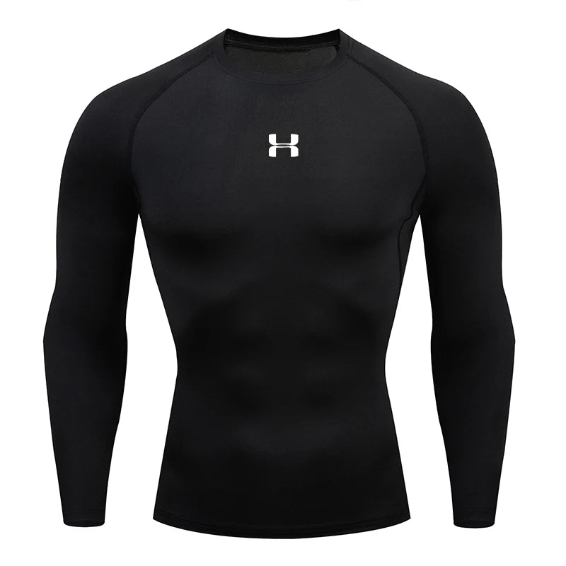 Men's Tight Fitting Long Sleeved Shirt, Quick Drying Muscle Fitting Sports Top, for Exercise Training, Fitness Running, Fit