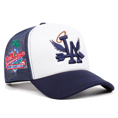 Baseball Hat LA Wings Embroidered Hip Hop Hat Outdoor Daily Leisure Sunshade Hat Male Female Flat Edge Mesh Hat