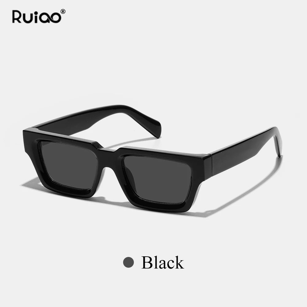 Ruiao fashion black small rectangular thick frame sunglasses for men and women rectangular summer wear shades