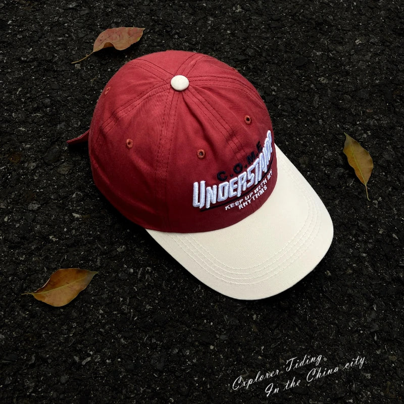 Street Color Blocked Duck Tongue Hat Looks Small, soft Top, wide Brim, deep Top, letter Baseball Cap for Men and Women