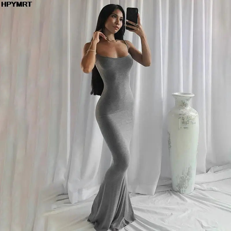 Strap Backless Long Maxi Dresses Party Club Vacation Outfits Women Sexy Casual Summer Slim Dresses Female