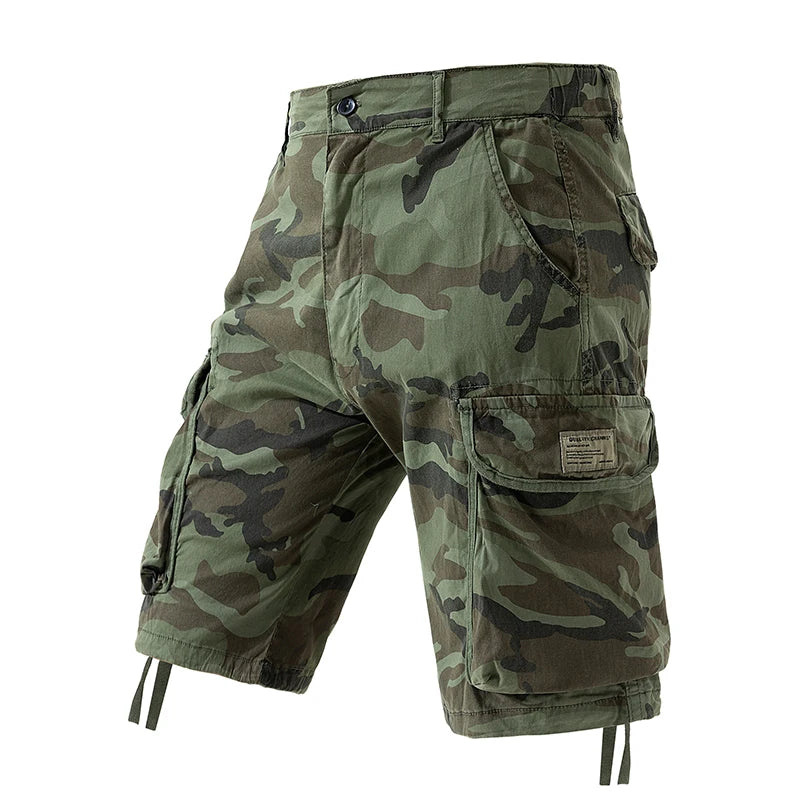 Men's Camo Cargo Shorts Outdoor Multi-Pocket Cotton Casual Shorts Summer Half Pants Breathable Shorts
