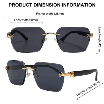 Square Rimless Photochromic Sunglasses Men Vintage Sun Glasses Luxury Designer Shades Male Cut Lenses Frameless Eyewear