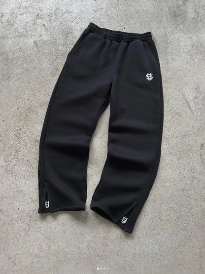 New Y2K Pants Personalized Pant Leg Zipper Embroidery Hip Hop Casual Joggers Men Pants Retro Straight Pants Tracksuit Streetwear