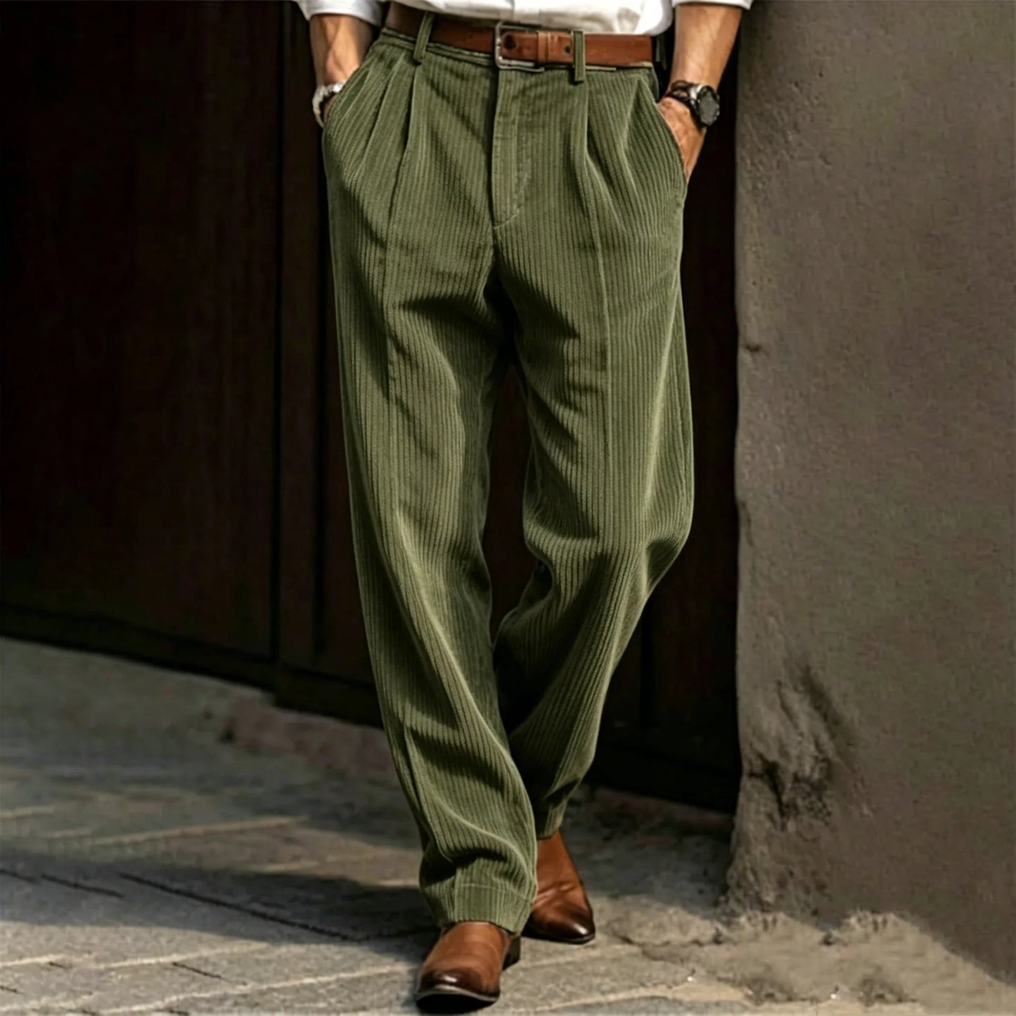 Spring Summer Stylish Straight Cargo Pants Men Casual Texture Corduroy Trousers For Men Daily Leisure Loose Pant Streetwear