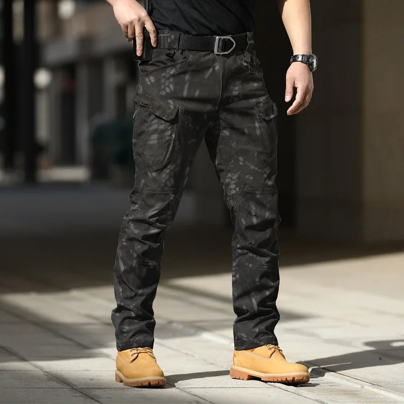 Men Outdoor Pants Multi Pockets Elastic Tactical Pant Waterproof Plus Size Casual Cargo Trousers Pockets Men Clothing