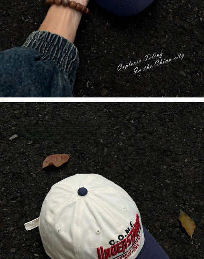 Street Color Blocked Duck Tongue Hat Looks Small, soft Top, wide Brim, deep Top, letter Baseball Cap for Men and Women