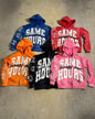 Quick Delivery Y2K Letter Sticker Printed Street Hip-Hop Style Heavyweight Hooded Sweatshirt Cardigan Design High Street Jacket